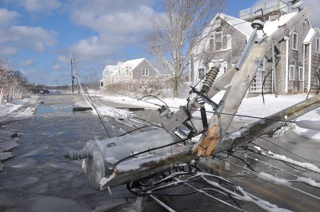 Downed wires on Nantucket as the island recovered from a blizzard in 2015. The Cape Cod Times Needy Fund has established a new organization to help people affected by major disasters. Steve Heaslip/Cape Cod Times file